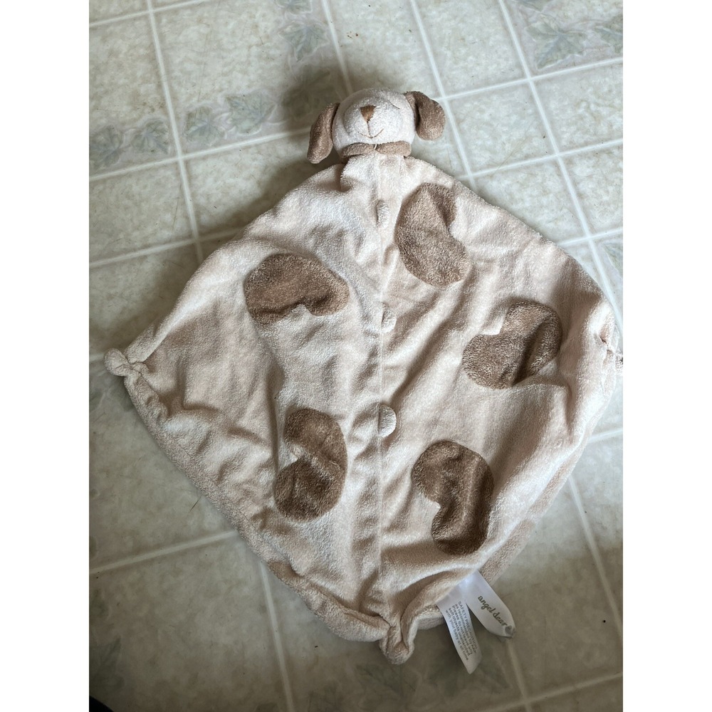 Angel Dear Puppy Dalmatian Dog Tan and Brown Plush Lovey Security Blanket 12"